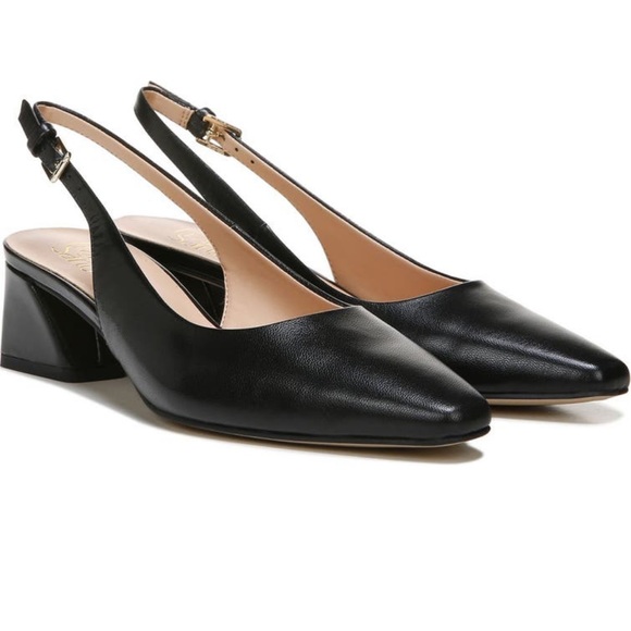 Franco Sarto Shoes - Franco Sarto Jacer Black Leather Slingback Pumps 10M